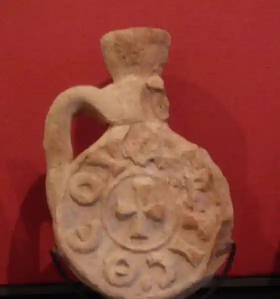 Pilgrim flask with inscription: God willing, Byzantine period